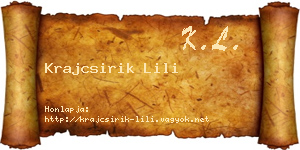 Krajcsirik Lili névjegykártya